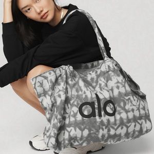 Large Canvas Alo Yoga Tie Dye Grey/Gray Tote Bag